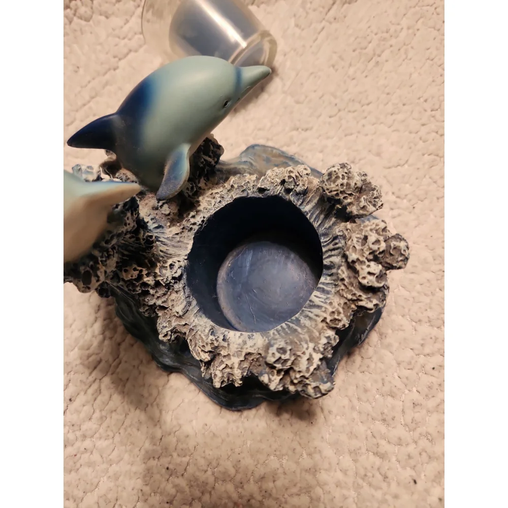 Vintage 90's Dolphins and ocean candle holder and tea light candle